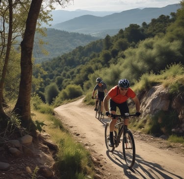 A picturesque sunset view from a cycling path in Catalonia.