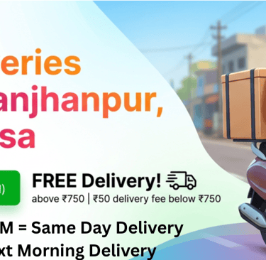 Fast grocery delivery in Manjhanpur by Family Mart courier on a scooter with same day service.