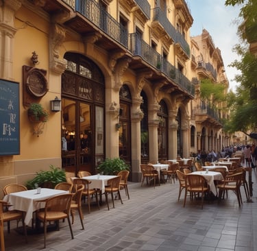 A vibrant photo showcasing a bustling market in Spain.