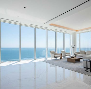 Luxury Dubai penthouse with panoramic sea view, representing prime real estate access for global investors and family offices