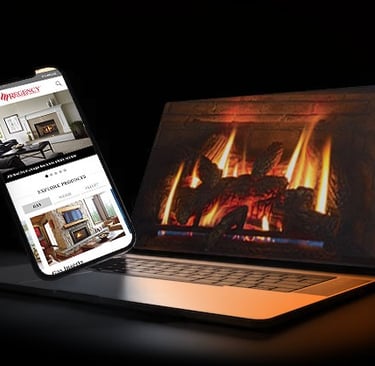 a fireplace on a laptop screen