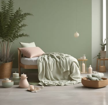 A collection of eco-friendly beauty products arranged aesthetically.