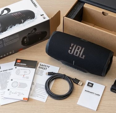Contenu de l'emballage de l'enceinte étanche JBL charge 6 noir