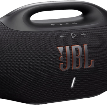 Vue de trois-quarts de l'enceinte portable JBL Boombox 4 noire