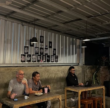 a group of people sitting at a table