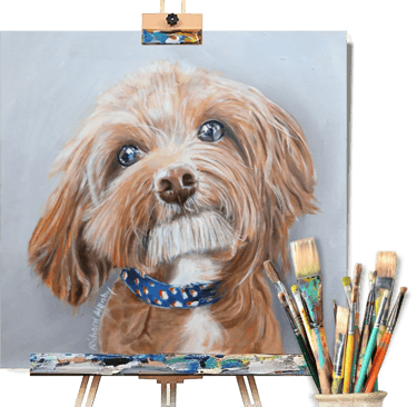Oil painting pet portrait of a cockerpoo