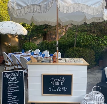 a dessert bar cart at a party
