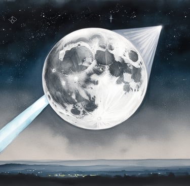 Mysterious glowing Moon with hidden alien base structures
