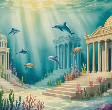 Ancient map showing location of the lost empire of Atlantis