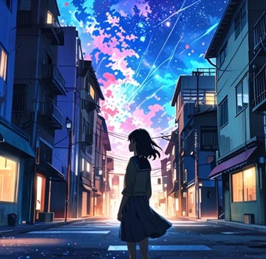 Time loop visual with a figure walking in circles through the same moment