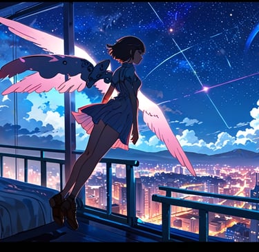 Surreal dreamscape showing lives across different timelines