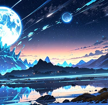 Artist’s impression of water ice on a distant exomoon