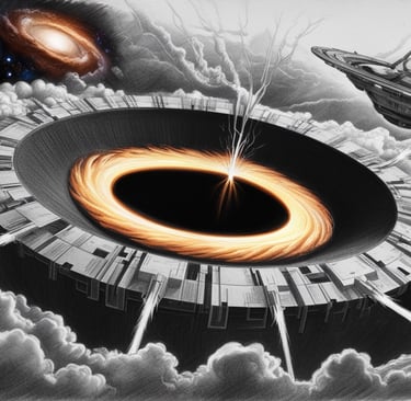Concept art of human near black hole
