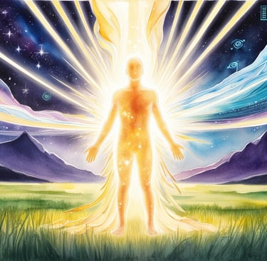 Human mind turning into beams of light