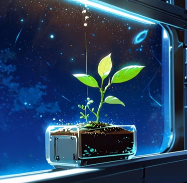 Cotton seed sprouting inside lunar biosphere