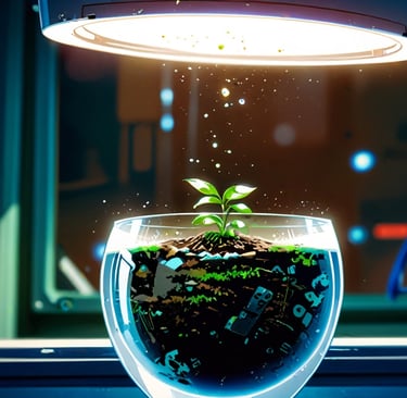 Green shoots growing in weightless space lab