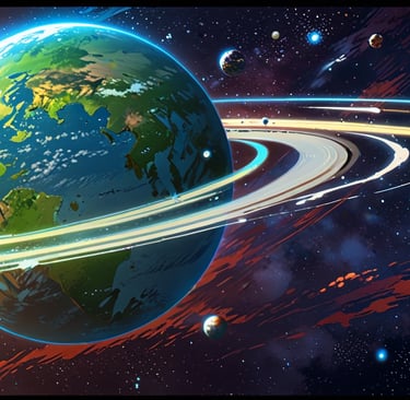 Solar system planets connected by neural-like energy lines