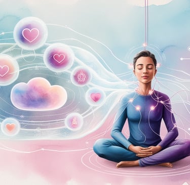 Human brain glowing with coded emotional icons