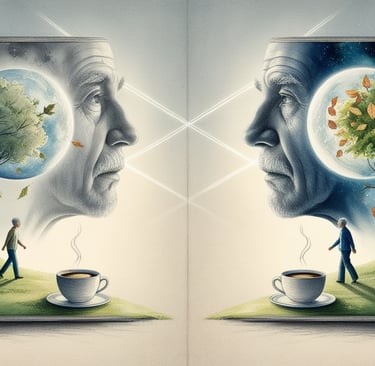 Person walking backward through a reversed timeline
