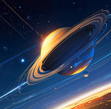 Asteroid orbiting near Venus against glowing Sun