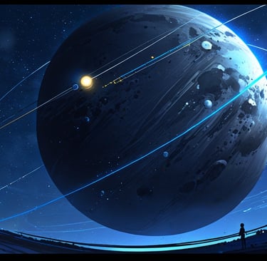 Diagram showing Venus and Earth with asteroid paths