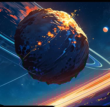 Close-up of rocky asteroid drifting through inner Solar System