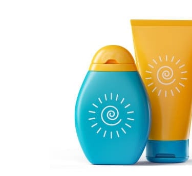 Bottles of sunscreen