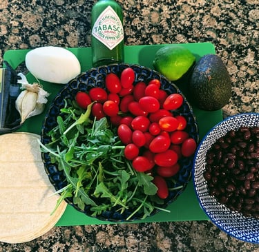 Ingredients for bean tacos