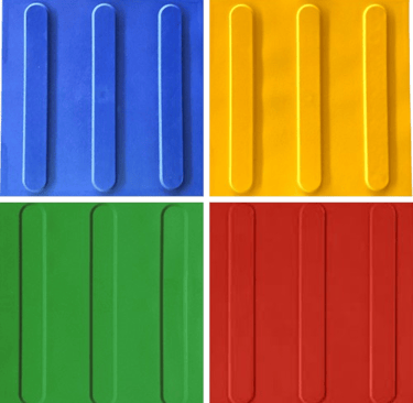 Piso tátil pvc direcional azul, amarelo, verde e vermelho