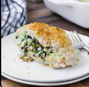a plate with a piece of breaded chicken entreed