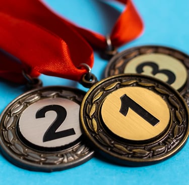 Medalhas de 1º, 2º e 3º lugar