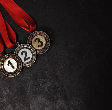 Medalhas de 1º, 2º e 3º lugar