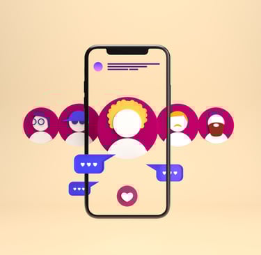 Imagem de celular com ícones de pessoas
