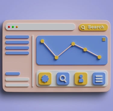 Ilustração de janela no computador com gráfico de linhas