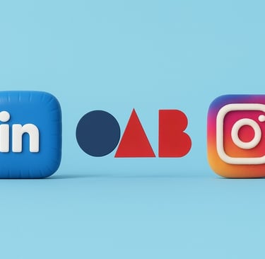 Símbolos do LinkedIn, OAB e do Instagram