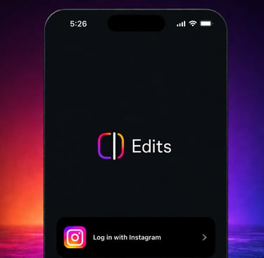 Celular com o aplicativo Edits do Instagram aberto