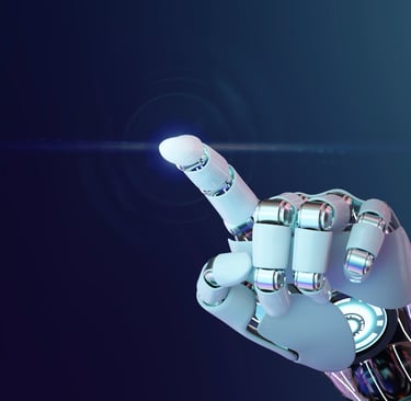 Mão de robô com alusão à IA no marketing digital para advogados