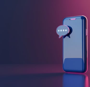 Imagem de celular com ícone de chat
