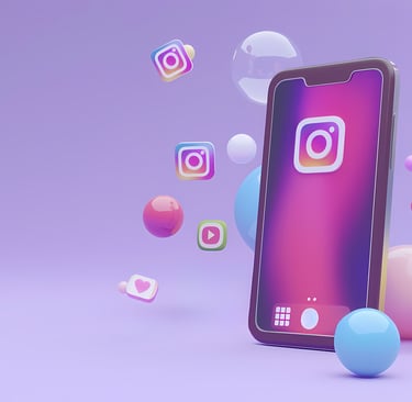Celular com a imagem do Instagram