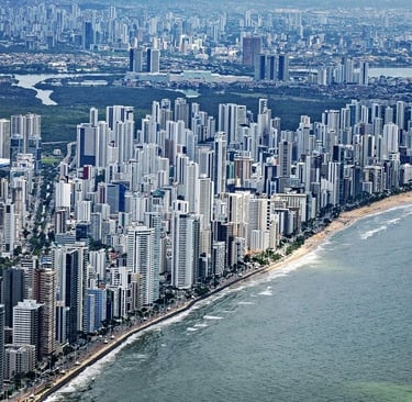 Vista aérea da cidade do Recife e do bairro de Boa Viagem 
