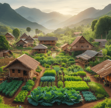 a farm with a variety of vegetables and plants