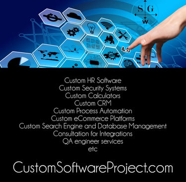 Promotional image for custom software development services.