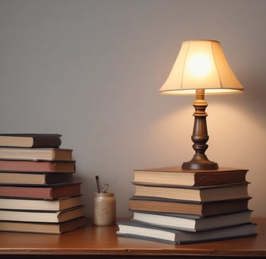 books with lamp