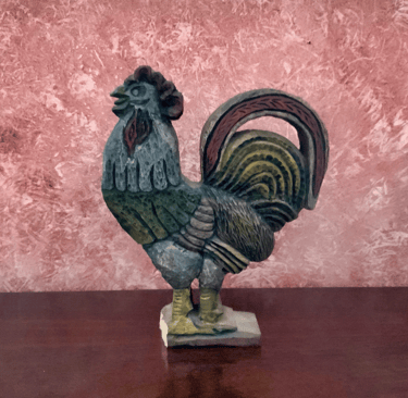 hand carved rustic wood rooster