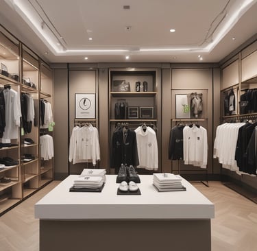 A stylish boutique storefront with elegant window displays showcasing women's fashion.