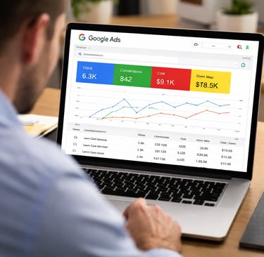 Google Ads digital growth expert analyzing Google analytics for measurable KPIs