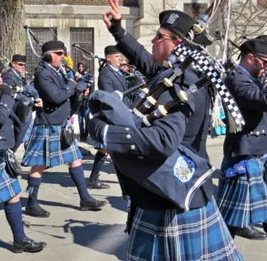Défilé, St-Patrickk, fanfare bleue.