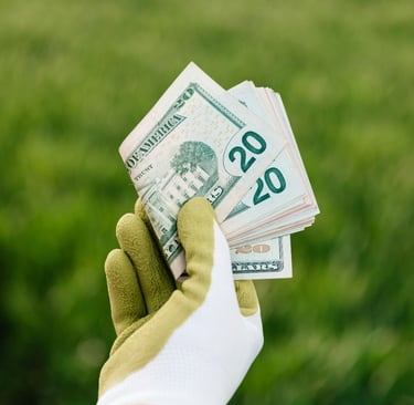a person holding a stack of money in their hands