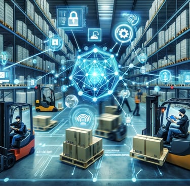 a forklift truck with a man in a warehouse