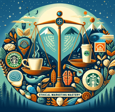 a Starbucks cup in a balance